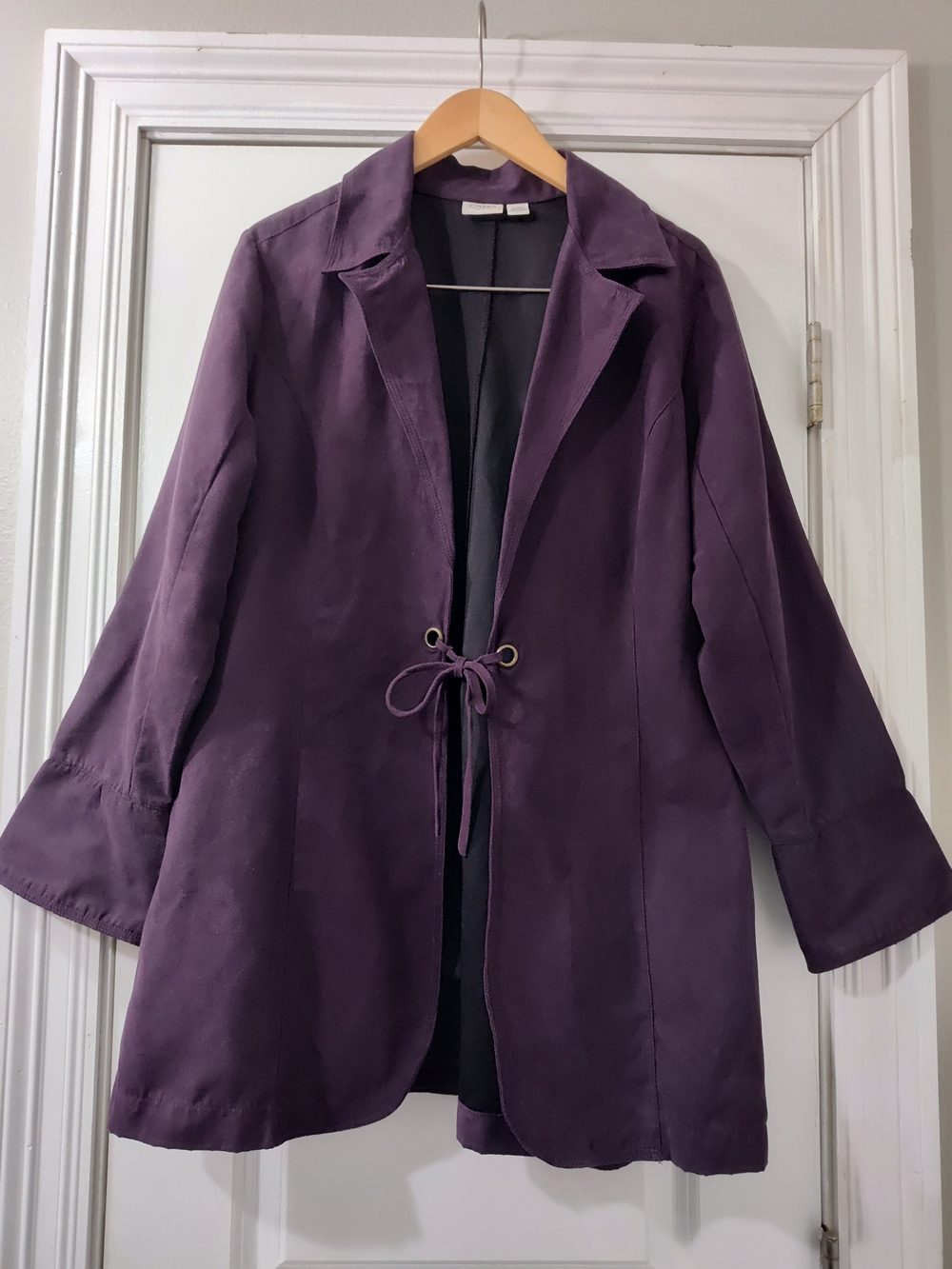 Cato Faux Suede Deep Purple Tie-Waist Witchy Whimsical Plum Noir Blazer Jacket